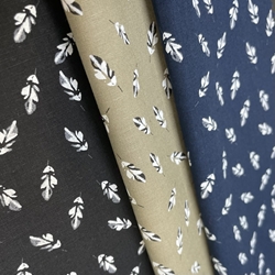 TISSU COTON IMPRIME PLUME NOIRE