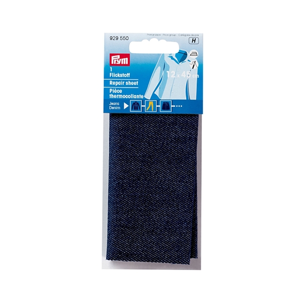 Pièce thermocollante jeans 12 x 45 cm bleu foncé