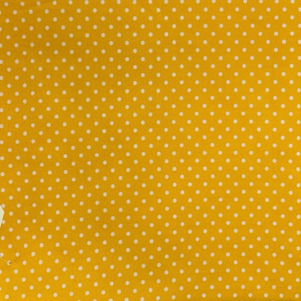 COUPON 70X25CM POIS BLANCS FOND JAUNE