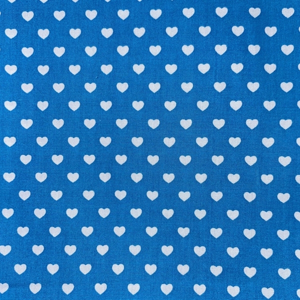 COUPON 75X45CM COEURS BLANCS FOND BLEU CIEL