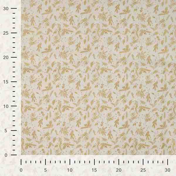 TISSU COTON FEERIQUE DORE FOND ECRU