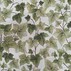 TISSU TOILE FOND LIN FEUILLES DE VIGNE 