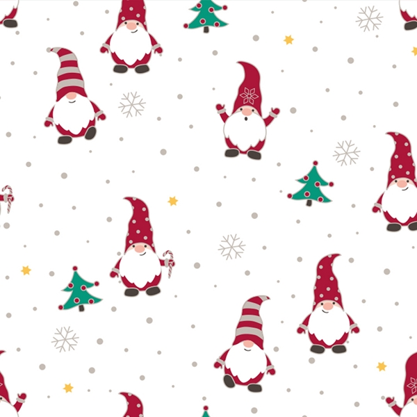  TISSU POPELINE DE COTON GNOMES DE NOEL ECRU