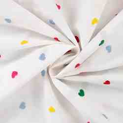 TISSU COTON BRODERIE COEUR MULTI