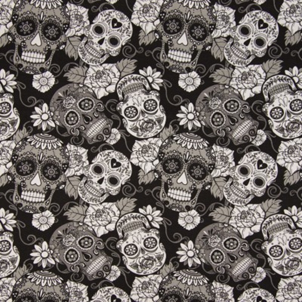 TISSU JERSEY TETE DE MORT OEKOTEX