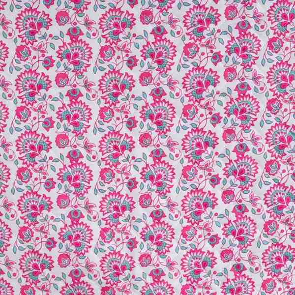 TISSU MATELASSÉ COTON IMPRIMÉ RÉVERSIBLE ROSE