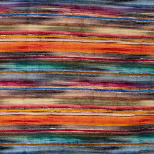 TISSU VISCOSE LIN IMPRIMÉ RAYURES MULTICOLORES 