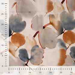 TISSU VISCOSE LIN IMPRIMÉ FEUILLES AQUARELLE BEIGE