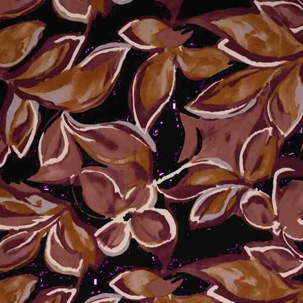 TISSU VISCOSE IMPRIME FEUILLE BORDEAUX