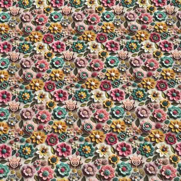 TISSU 3D COTON MOTIFS FLEURS POP MULTICOLORES