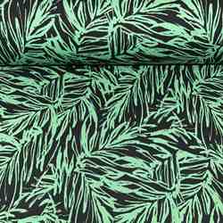 TISSU SATIN COTON FEUILLAGE VERT