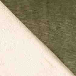 TISSU VELOURS COTELE VERT ENVERS IMITATION MOUTON