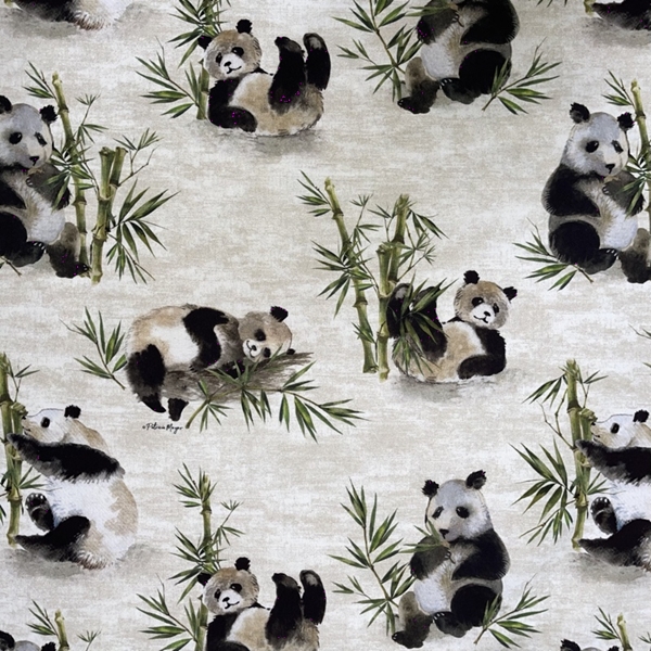 TISSU TOILE PANAMA PANDA FOND ECRU