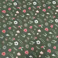 TISSU COTON IMPRIME FLEURS DE NOEL