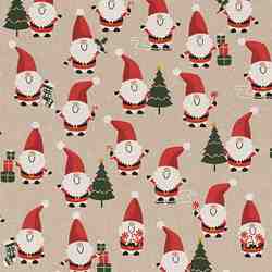TISSU TOILE ASPECT LIN PERE NOEL ET LES CADEAUX