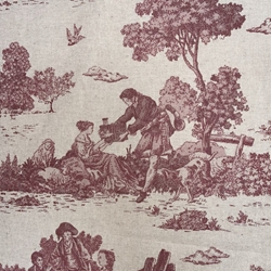 TISSU TOILE TOILE DE JOUY ROUGE BORDEAUX