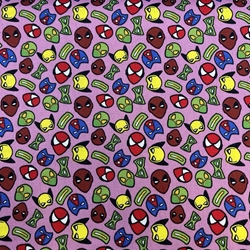 TISSU COTON IMPRIME SUPER HEROS ROSE OEKOTEX