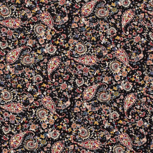 TISSU CREPE POLYESTER CACHEMIRE FOND NOIR