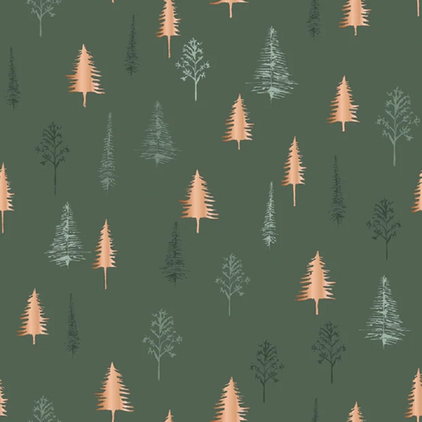 TISSU COTON SAPIN DE NOEL FOND VERT