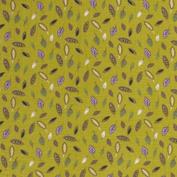 TISSU DOUBLE GAZE IMPRIMEE FEUILLE VERT ANIS