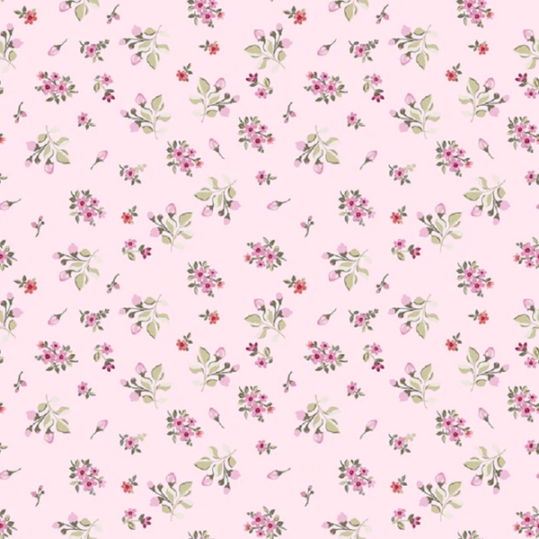 TISSU COTON MYOSOTIS FOND ROSE