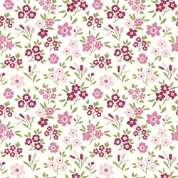 TISSU COTON EDELWEISS FUSCHIA BLANC