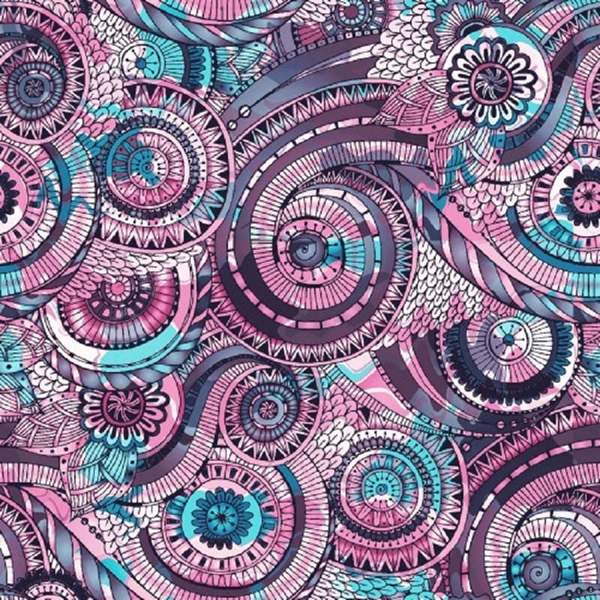 TISSU COTON IMPRIME ROSACE VIOLET 