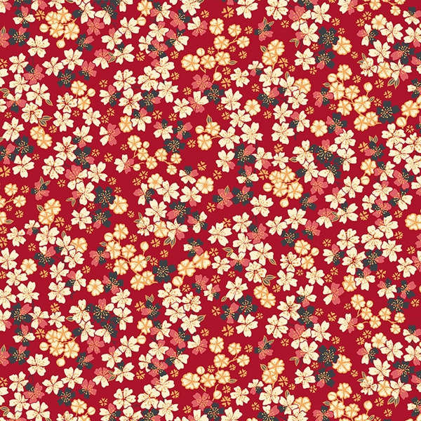 TISSU COTON ENDUIT SAKURA ROUGE