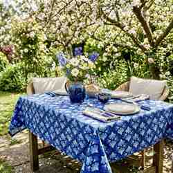 TISSU MFTA COTON ENDUIT FEUILLE AMANDA BLEU ENCRE