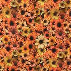 TISSU BACHETTE DE COTON NAUSICAA FLEUR ORANGE