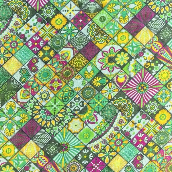 COUPON COTON OEKO-TEX CARREAU VERT 2.50 X1.45M