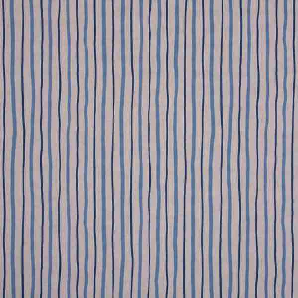 TISSU ASPECT LIN BLEU ET BLANC STYLE MARINIÈRE