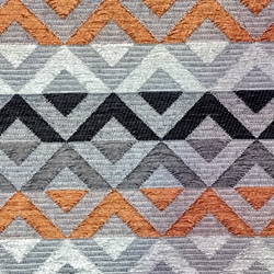 TISSU JACQUARD LOSANGE GRIS NOIR TERRACOTTA