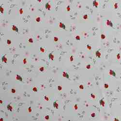 TISSU JERSEY COTON COCINELLES SUR FOND BLANC