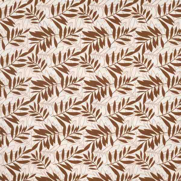 TISSU COTON IMPRIMÉ FEUILLAGE MARRON