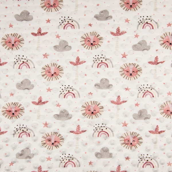 TISSU MINKY BUBBLE LION NATUREL ET ARC EN CIEL