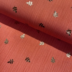 DOUBLE GAZE FEUILLE CORAIL