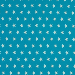 TISSU COTON CRETONNE ETOILE BLEU TURQUOISE