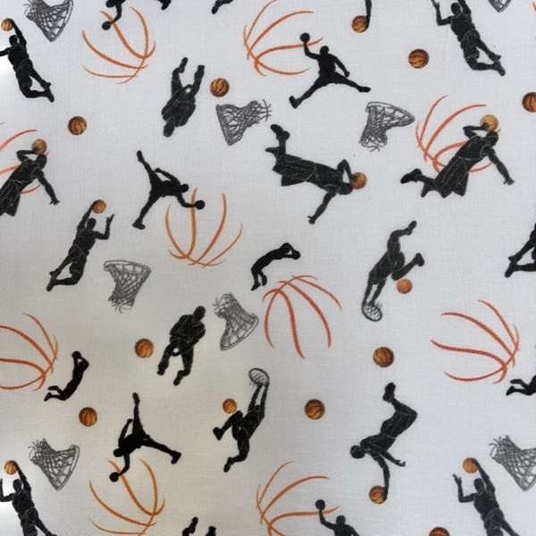 TISSU COTON BASKET-BALL BLANC NOIR