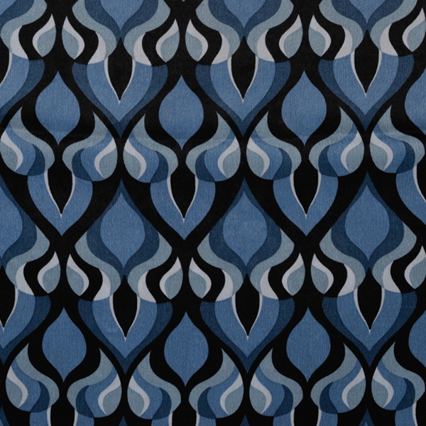 TISSU SATIN FLAMME BLEU PETROLE