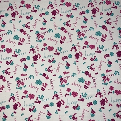 TISSU COTON CERISE ROSE TURQUOISE