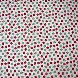 TISSU COTON POMME ROUGE TURQUOISE