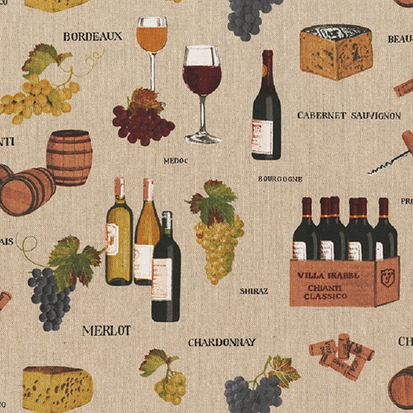 TISSU TOILE ASPECT LIN  VIN ET RAISIN