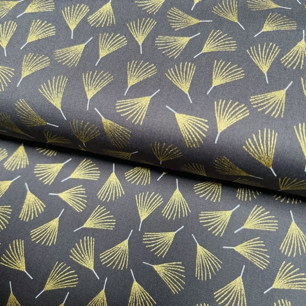TISSU COTON IMPRIME DE NOEL BRANCHE OR GRIS