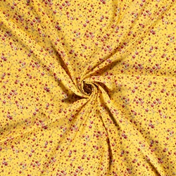 TISSU POPELINE VISCOSE IMPRIME FLEUR JAUNE