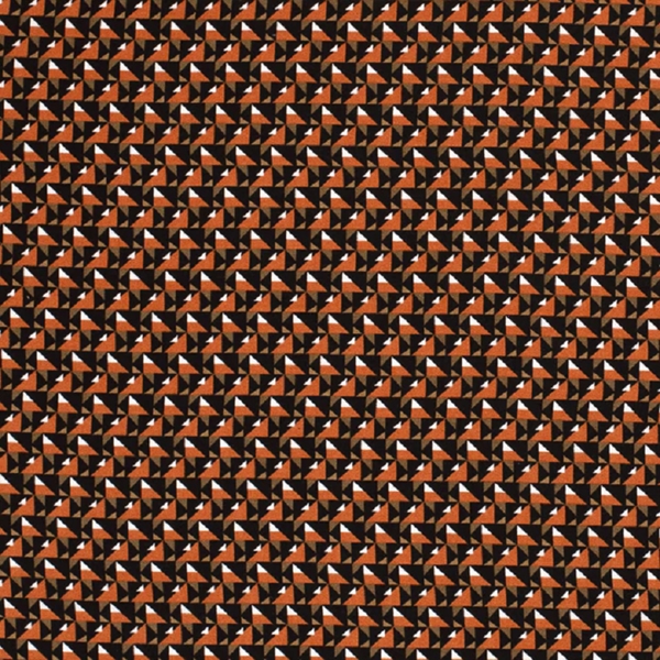 TISSU CREPE VISCOSE IMPRIME TRIANGLE ORANGE NOIR