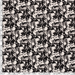 TISSU TOILE VISCOSE LIN IMPRIMEE MARBRE NOIR