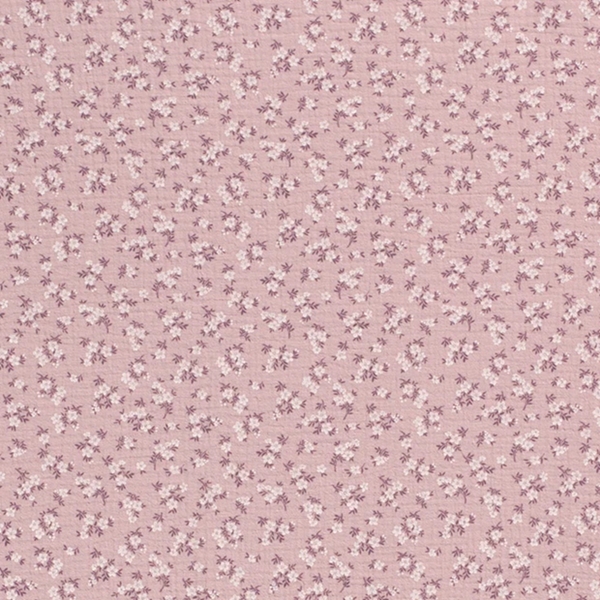 TISSU DOUBLE GAZE FLEURETTE ROSE