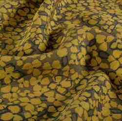 TISSU VISCOSE-OTTOMAN IMPRIM FLORAL MOUTARDE KAKI