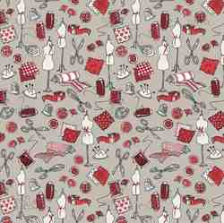 TISSU MFTA COTON ENDUIT MERCERIE LIN ROUGE